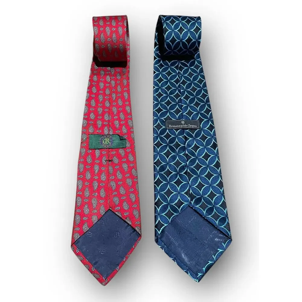 Club Room And Ermenegildo Zegna Silk‎ Tie Reb And Blue Lot Of 2